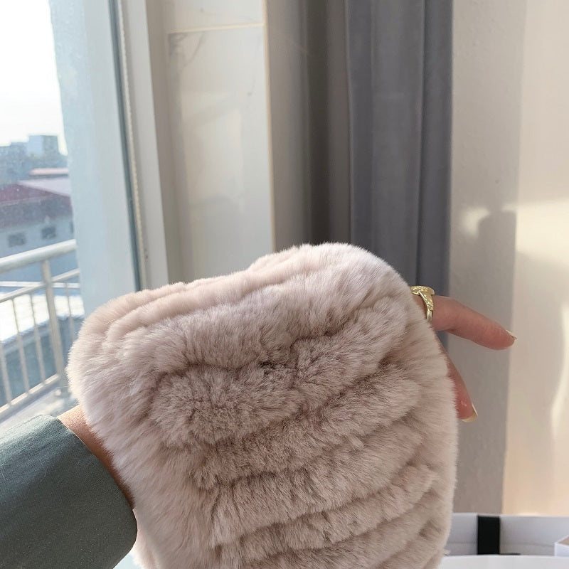 Women’s Genuine Rex Rabbit Fur Knit Snood